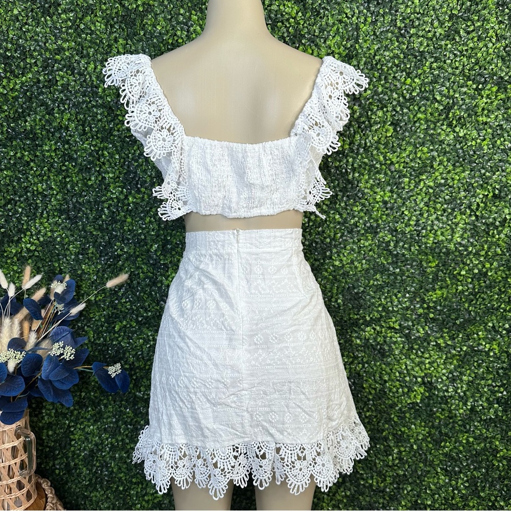 Nwt White eyelet‎ trim wrap Skirt Set - Picture 3 of 7